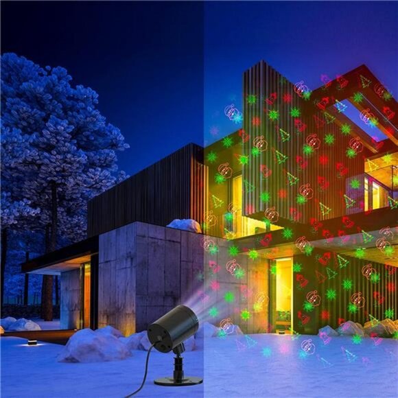 Christmas Projector Lights Outdoor, Waterproof Christmas Lights (Red and Green) - Picture 2 of 6